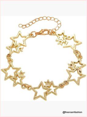 Silver Plated Imitation Pearl Star Charm Bracelet Y2K Grunge Aesthetic